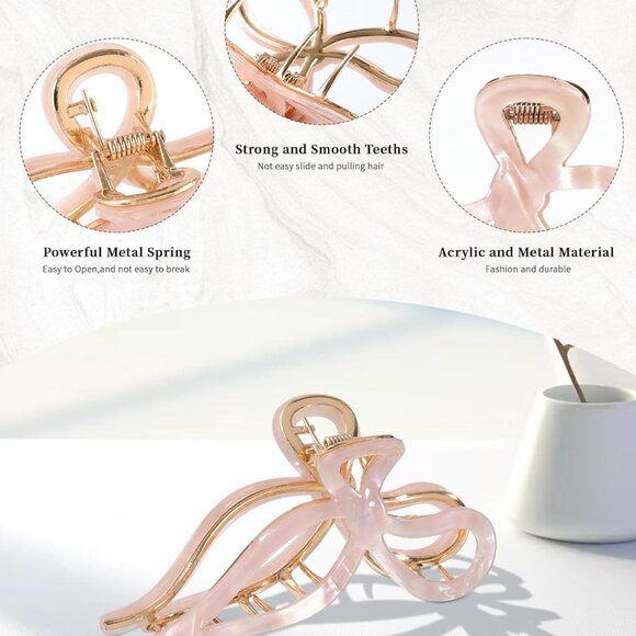 2 Pack Metal Bow Hair Clips Non-Slip Large Hair Clips for Women All Hair Types - Picture 3 of 7